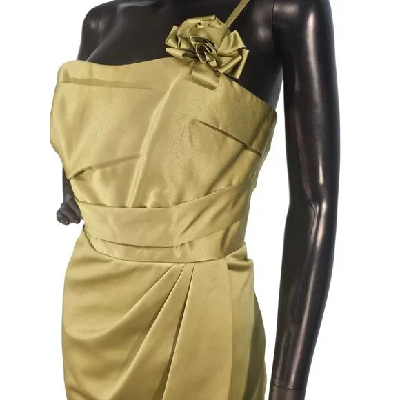 NWOT Moss Satin Fitted One Shoulder Cocktail Dress - Da Vinci - Picture 6 of 8